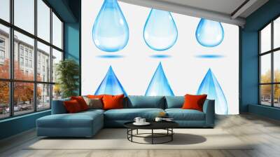 set of transparent drops in light blue colors. transparency only in vector file Wall mural