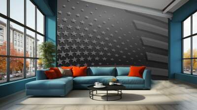 USA independence day abstract background with elements of american flag in gray and black colors Wall mural