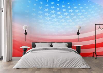 USA independence day abstract background with elements of american flag in red and blue colors Wall mural