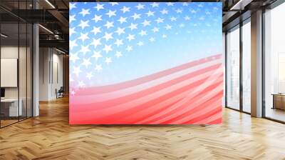 USA independence day abstract background with elements of american flag in red and blue colors Wall mural