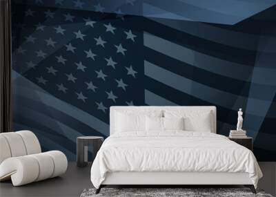 USA independence day abstract background with elements of the american flag in dark blue colors Wall mural