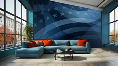 USA independence day abstract background with elements of the american flag in dark blue colors Wall mural