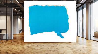 rectangular speech bubbles from torn blue paper, torn paper for thought message cloud Wall mural