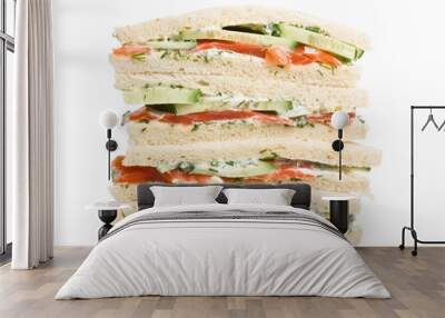 club tea sandwich with salmon and cucumbers on white bread Wall mural