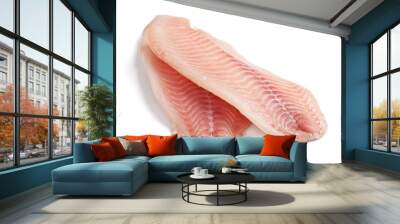 raw filleted tilapia on white Wall mural