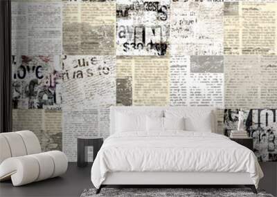 Newspaper paper grunge newsprint patchwork seamless pattern background Wall mural