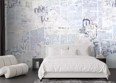 Newspaper paper grunge vintage old aged texture background Wall mural