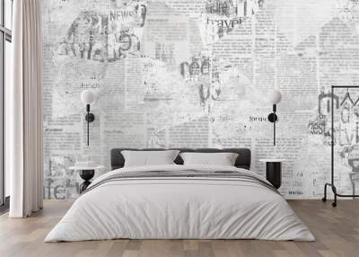 Newspaper paper grunge vintage old aged texture background Wall mural