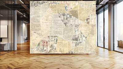 Newspaper paper grunge vintage old aged texture background Wall mural