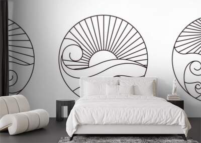 ocean circle emblem collection Wall mural