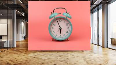 Old clock isolated on a pink background with space for text. Concept of time Wall mural