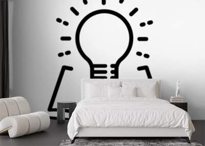 Open book with lightbulb icon on white background. concept new knowledge. flat style. open book and light bulb appears above symbol. Wall mural