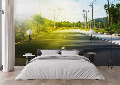 Thai Route Landscape Car Road Marking Line Middle Wall mural