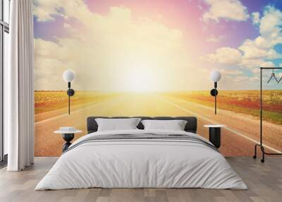 The Road Leaves to the Horizon, at Sunset Wall mural