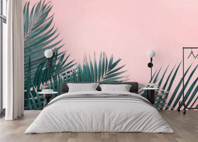 Variations Tropical Palm Leaves Flat Lay Top View Wall mural