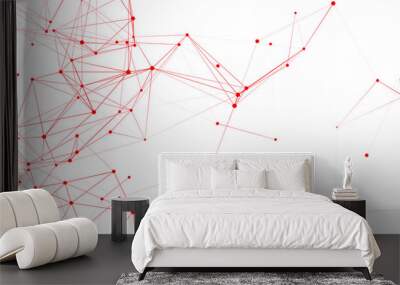 Polygonal white background with connecting dots and lines. Network connection structure. Plexus effect. 3d rendering. Wall mural