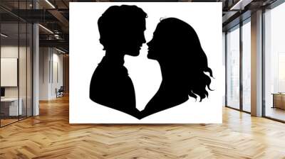 Silhouettes of loving couple Wall mural