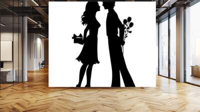 Silhouettes of man and woman Wall mural