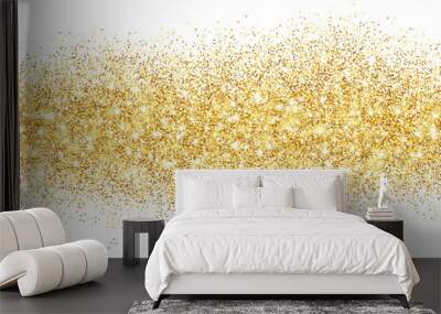 Sparkling glitter border isolated on white. Festive background w Wall mural