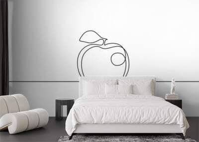 continuous one line drawing of apple with leaf. vegan fruit for health in simple linear style. edita Wall mural