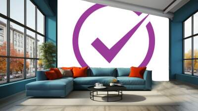 purple check mark in circle without background Wall mural