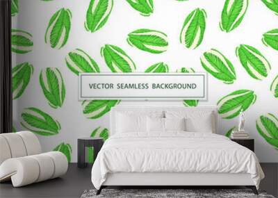 Seamless pattern with cabbage on a white background. The Chinese cabbage. Vector illustration of fresh vegetables in cartoon simple flat style. Wall mural