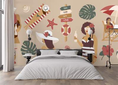 SUMMER BOHO GIRLS set Wall mural