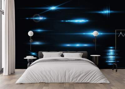 Set of bright light rays.Brigh light on the background. Wall mural