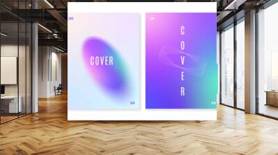 Set of gradient background templates with blurred and linear shapes. For covers, wallpapers, branding, social media and other projects. Vector, can be used for web and print Wall mural