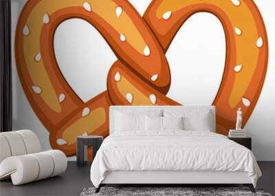 Colorful cartoon pretzel with sesame seed Wall mural