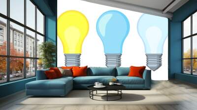 Colorful cartoon warm and cold light bulb set Wall mural