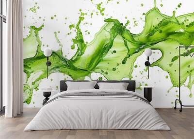 Splash of green liquid on a white background Wall mural