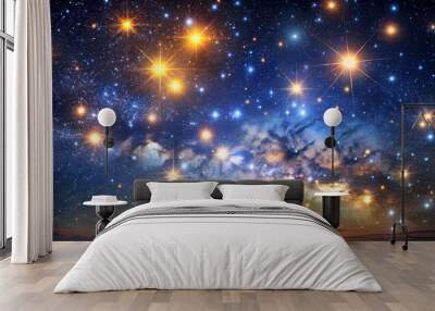 Stunning starry night sky with bright stars and a colorful cosmic background  Wall mural