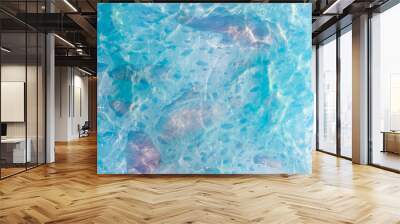 Texture of transparent blue, azure, sky blue slime Wall mural