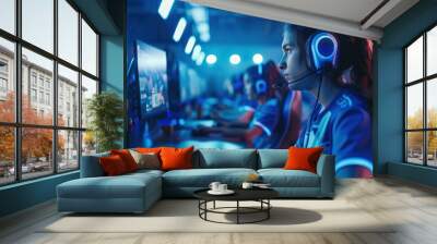 The focused esports gamer Wall mural