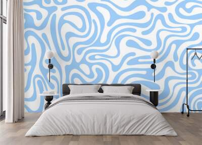 Abstract background seamless pattern with blue waves on transparent background. Vector illustration  Wall mural