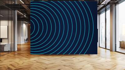 Abstract background with concentric circles in blue green colors flowing wave lines pattern in concept of music, sound waves, technology, science. Wall mural