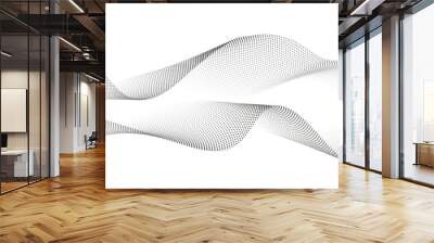 Abstract flowing dots particles wave pattern. Halftone gradient curve shape isolated on white background. Modern vector banner in concept of AI, technology, science, music festival. Wall mural