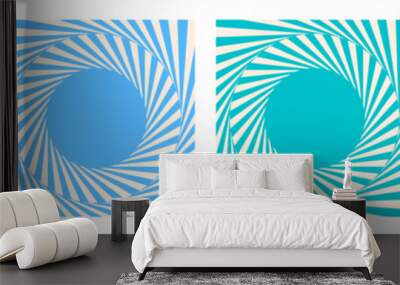 Abstract op art background vector set. Summer design template with Illusion of whirl movement in a circle frame. Wall mural