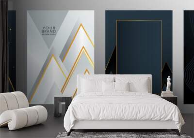 Modern premium cover frame design set. Luxury abstract creative black and gold line pattern. Geometric background formal vector for brochure template, magazine layout, notebook cover, business poster Wall mural