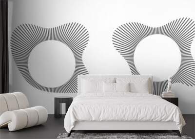 Music sound waves circles set. Equalizers vector icon design set. Music symbol. Circular audio radial spectrum lines Wall mural