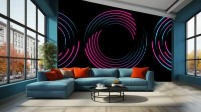 Set of speed lines round shapes. Radial speed lines pattern in circle form for technology round icon, comic book cover, Digital .  Wall mural