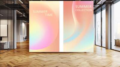 Universal vector set of cover templates with grainy gradient in warm summer colors. For the design of brochures, flyers, social media networks, business cards and other bright projects. Wall mural