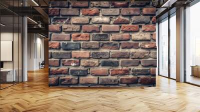 Urban red brick wall texture background - rustic and rugged industrial style, isolated for architecture and design projects Wall mural