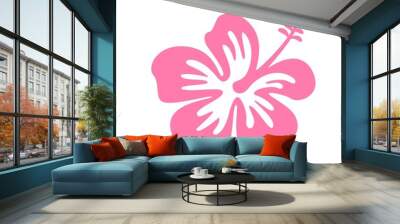 Vector illustration of tropical Hibiscus flower isolated on white background. Blooming Hibiscus vector silhouette, Summer vibe graphic design, floral clipart. Wall mural