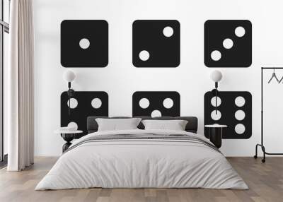 Vector isolated black dices Wall mural