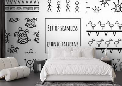 Vector seamless ethnic pattern hand-drawn Wall mural