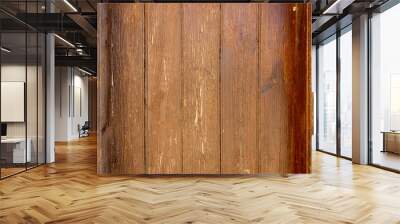 Vertical brown wooden planks texture background Wall mural