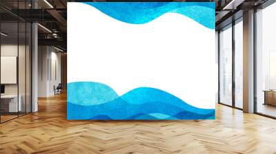 watercolor transparent sea ocean wave teal turquoise colored background. watercolour hand painted wa Wall mural