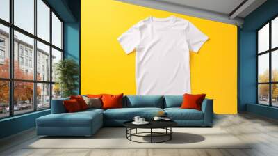 white t-shirt on yellow background, banner for advertising Wall mural